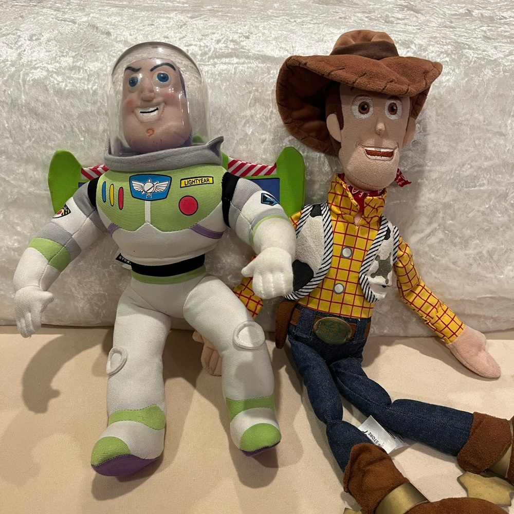 Vintage Toy Story Buzz Lightyear and Woody Plush Set